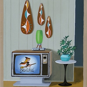 Mid Century Modern Eames Retro Limited Edition Print from Original Painting TV Bewitched