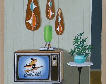 Bewitched TV Show Print Mid Century Modern Limited Edition Print Vintage Television Sit Com Modern Witch Wall Art