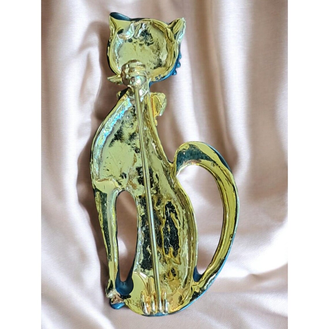 Vintage 1970's Black Enamel Cat Brooch - Etsy