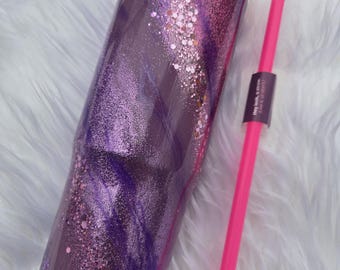 Paarse en roze sprankelende Owala-beker: 24 oz