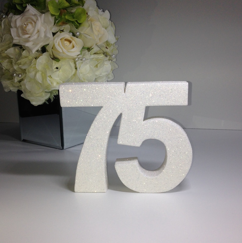 Birthday party decoration Birthday gift Luxury party Freestanding wooden number Birthday Party Anniversary Glitter table numbers