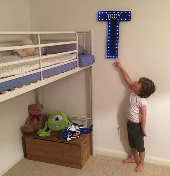 Light Up Letter Boys Bedroom Decor Personalised Kids Room Decoration 24inch Letter Wall Hanging Boys Room Night Light Christmas Gift