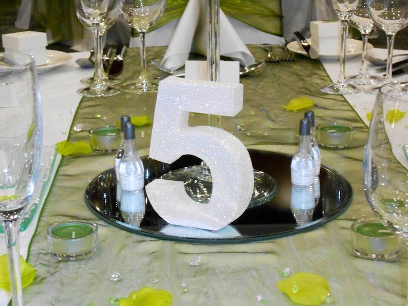 GLITTER NUMBER TABLE CENTREPIECE STAND BIRTHDAY ANNIVERSARY PARTY DECORATION