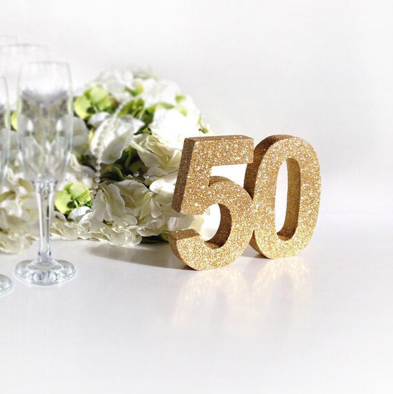 50th Birthday Gold Table Numbers 50th Anniversary Party Etsy