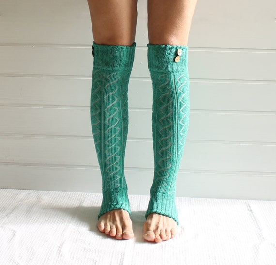 Legwarmers in LIGHT GREEN with buttons leg warmers green Etsy