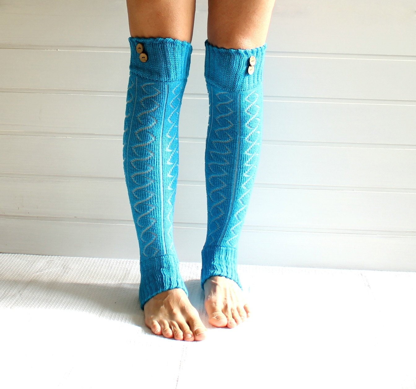 Legwarmers in BLUE with buttons leg warmers sea sky blue Etsy
