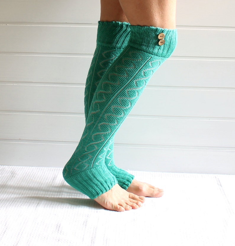 Legwarmers in LIGHT GREEN with buttons leg warmers green Etsy