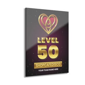 Custom LEVEL 50 Award Plaque - Personalized Streamer Award (11x14") - NIVEL 50 Placa - Heart Me Award - Acrylic Plaque for Reaching Level 50