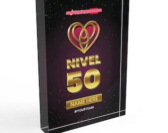 Custom Nivel 50 Award Plaque - 5”x7” - Personalized Gift for Live Streamer + Content Creator - Fake Award - Social Media Milestone Award