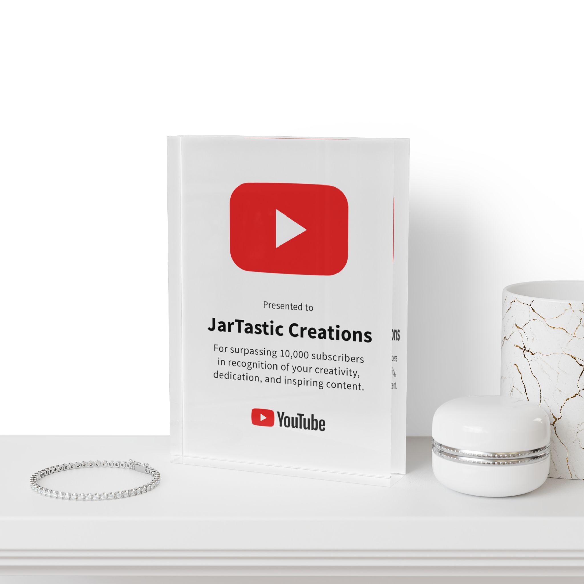 Custom Youtube Creator Award Photo Block - Personalized Milestone Gift ...