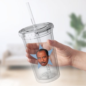 The Office &#39;Stanley Cup&#39; 16oz Tumbler with Straw - &quot;The Office&quot; Fan Gift for Wife, Girlfriend - Funny Valentine&#39;s Day Gift - Star Face Mug