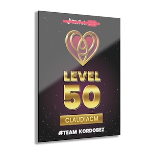 Premio personalizado de nivel 50 - Placa de pared de 28 x 35 cm - Regalo personalizado para streamers y creadores de contenido - Regalo por un hito - Premio a la transmisión en vivo - Decoración