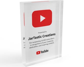 Personalisierter YouTube YouTube Award Fotoblock - Personalisiertes Meilenstein Geschenk - Social Media Plakette für Influencer + Macher - Fake YouTube Award