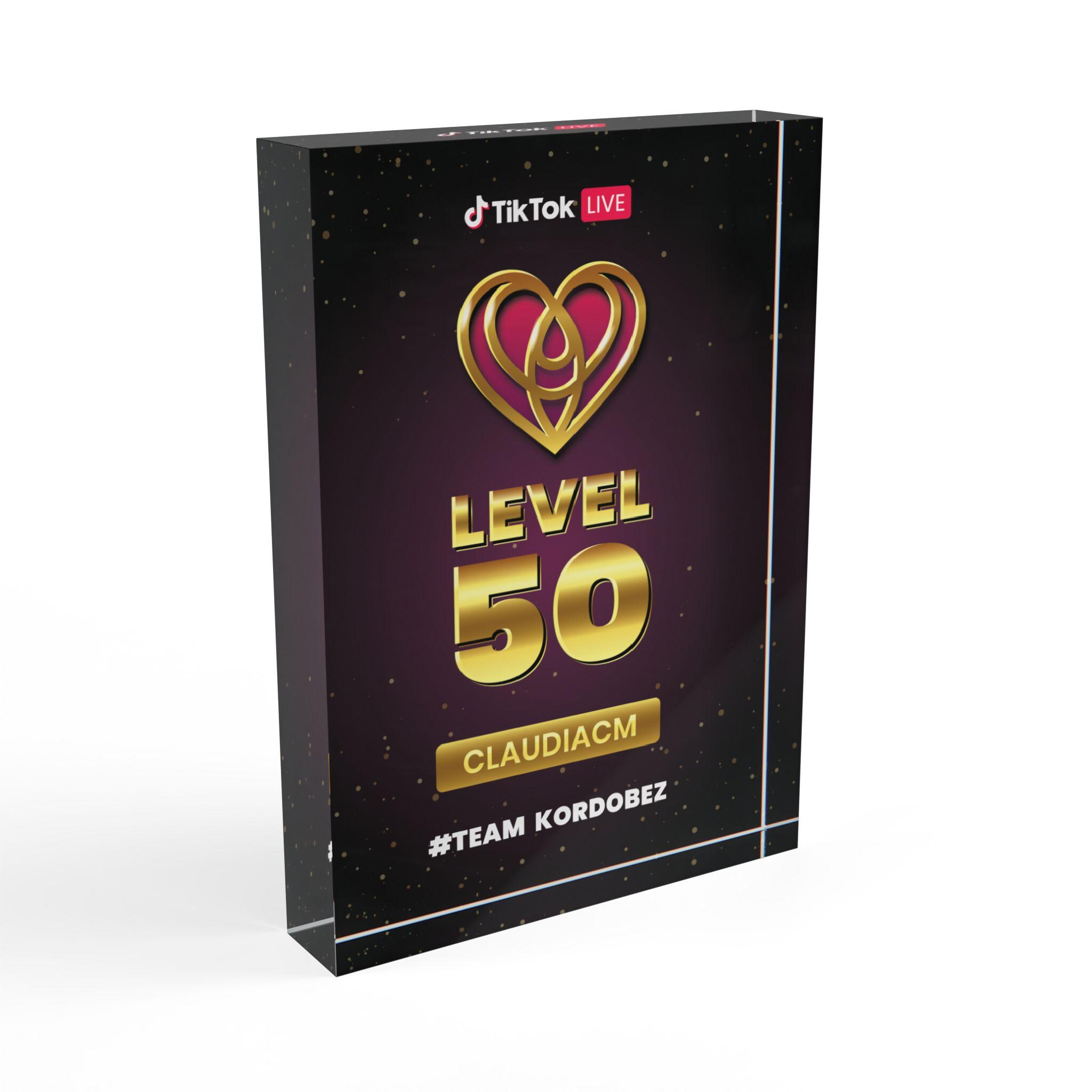 Custom Tiktok Level 50 Award Plaque - 5”x7” - Tiktok Live