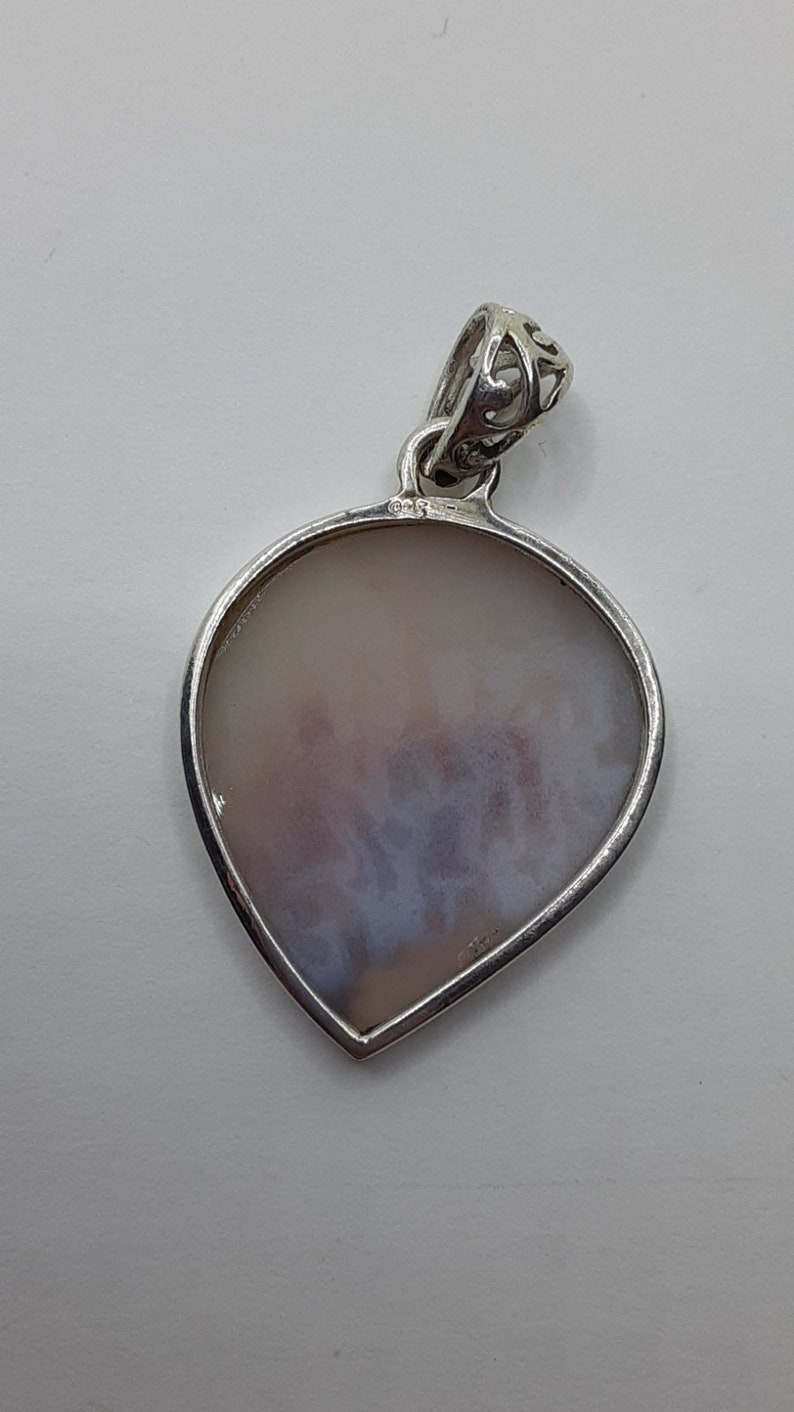Sterling Silver /& Scenic Dendritic Agate Teardrop Pendant