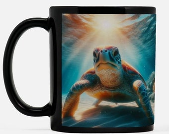 DREAMER MUGS Sea turtle ocean beach Mug cup ceramic