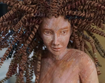 Paper mache woman with curls- Custom order