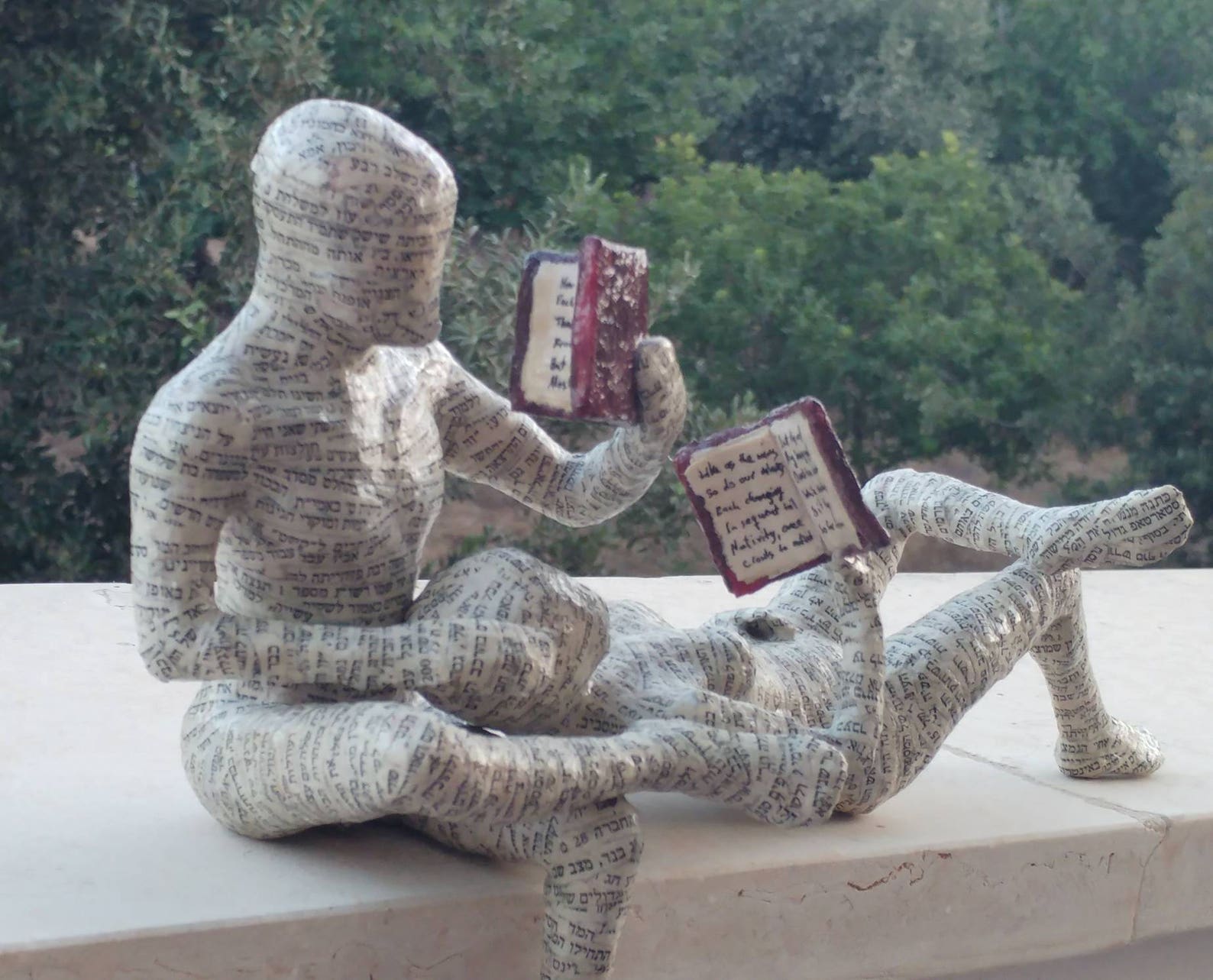 Paper Mache Sculpture, Reading Couple, Reading Woman, Reading Man