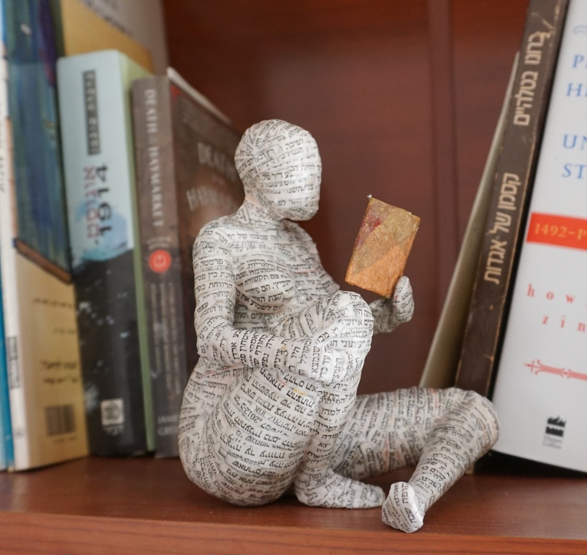 Reading Woman Paper Mache Bookshelf Decor Bookish Gift Etsy