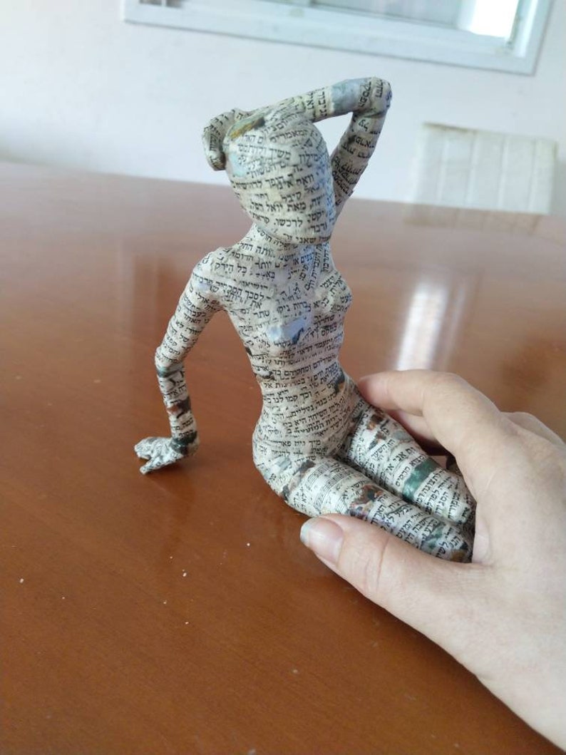 Paper mache sculpture Woman sculpture book lover gift | Etsy
