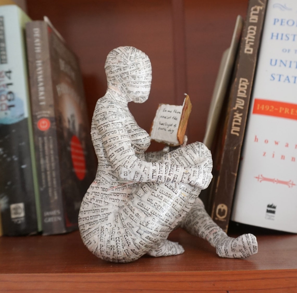 Reading Woman Paper Mache Bookshelf Decor Bookish Gift Etsy