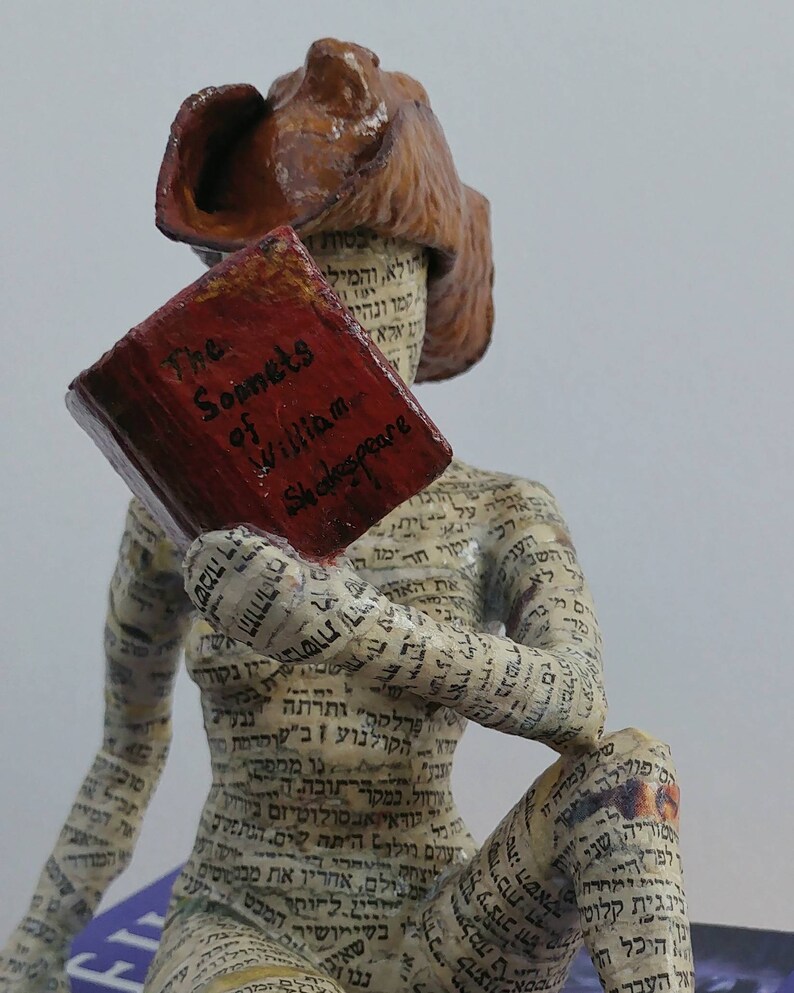 Book lover gift papier mache sculpture collectible item Etsy