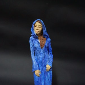 Cleric sculpture, A woman wearing a cape, paper mache sculpture, home decor sculpture,
