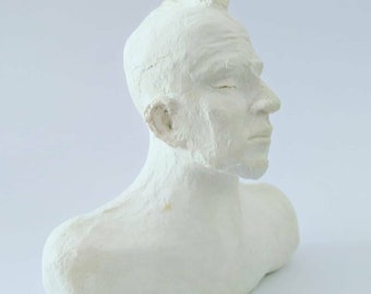 Paper mache man bust