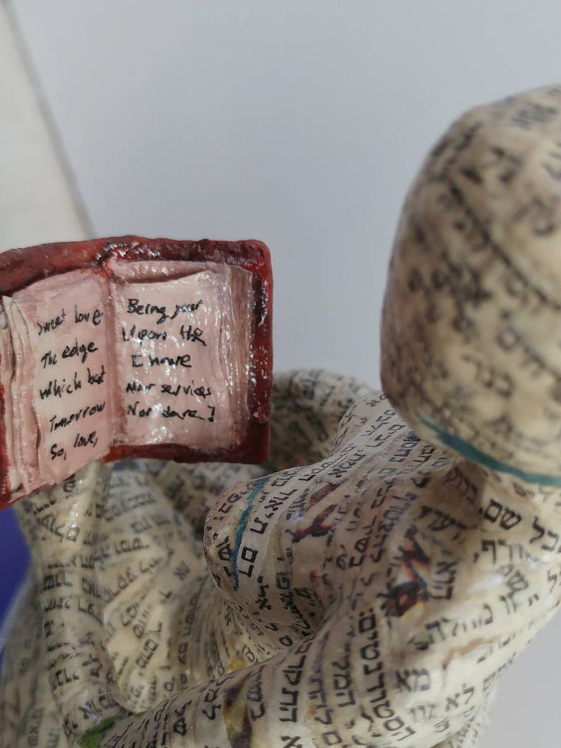 Book Lover Gift Reading Woman Papier Mache Sculpture Etsy