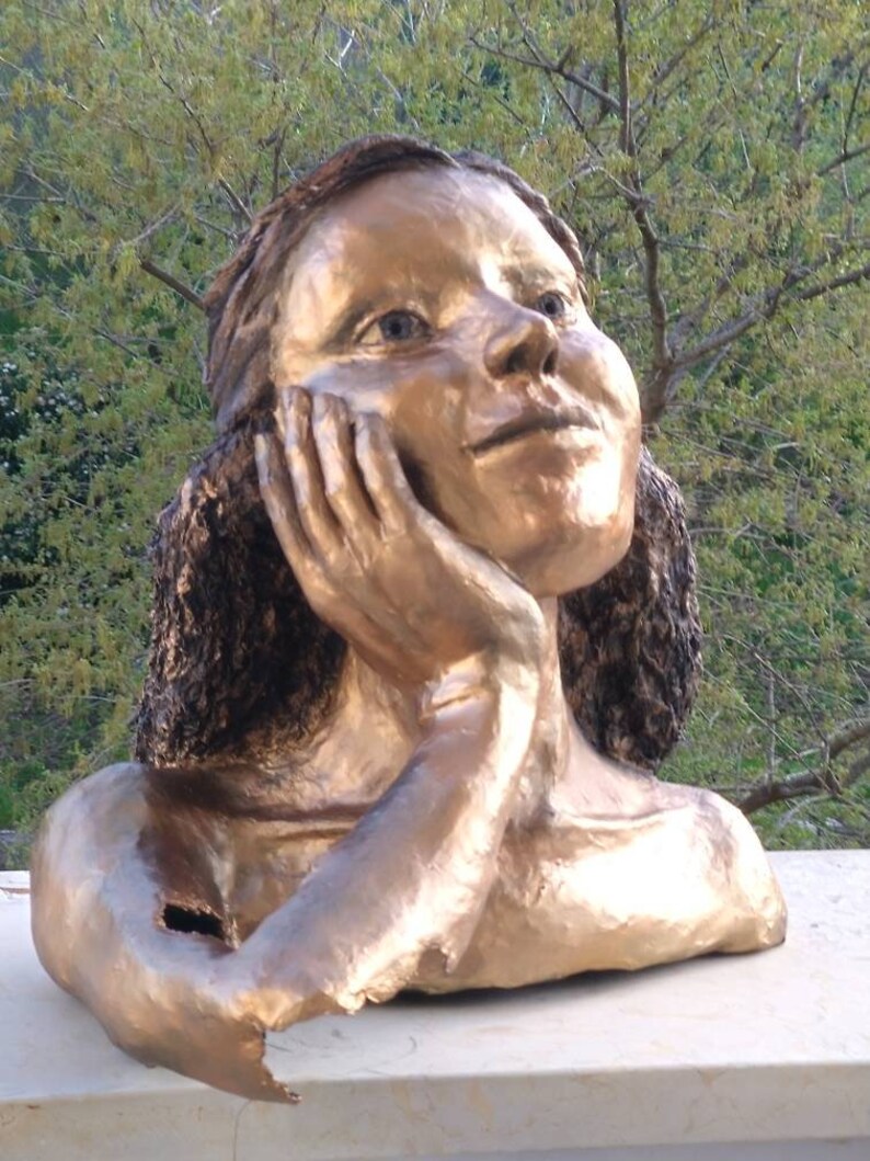 Paper mache bust sculpture of a woman figurative sculpture Etsy