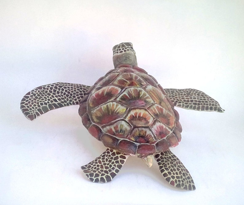 Sea turtle paper mache sculpture turtle sculpture realistic Etsy