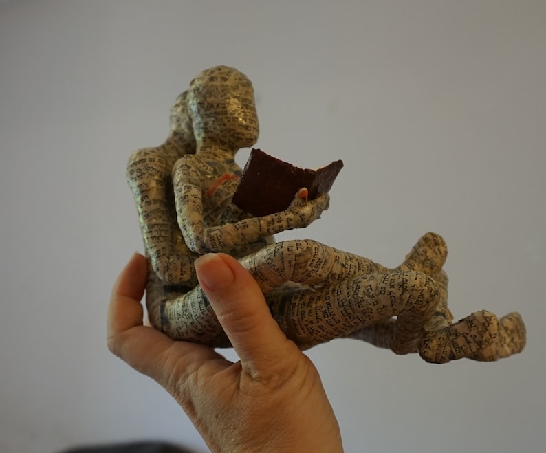 Paper mache sculpture modern art book lovers' gift Etsy
