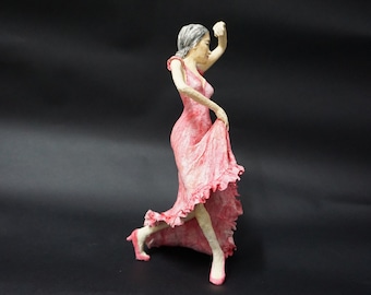 Flamenco dancer, paper mache sculpture, home decor sculpture, flamenco dancer sculpture