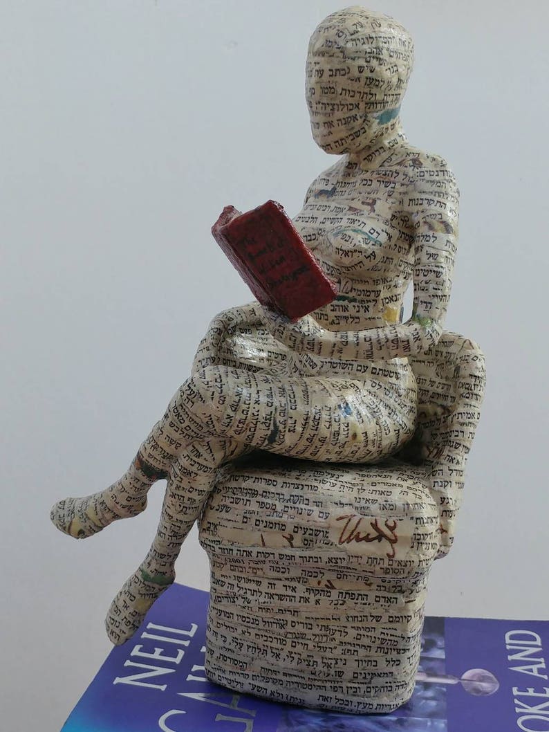 Book Lover Gift Reading Woman Papier Mache Sculpture Etsy