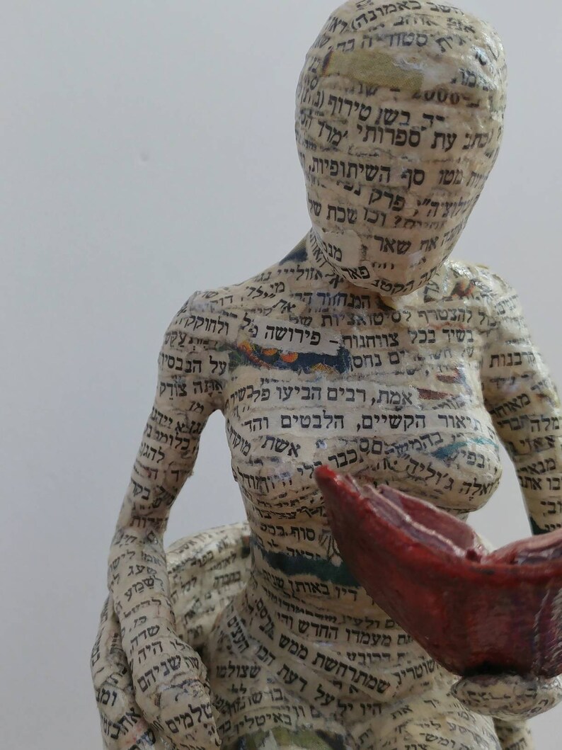 Book Lover Gift Reading Woman Papier Mache Sculpture Etsy