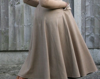 Brown Prince of Wales check 1950"s style midi length Skirt with pockets handmade in the UK