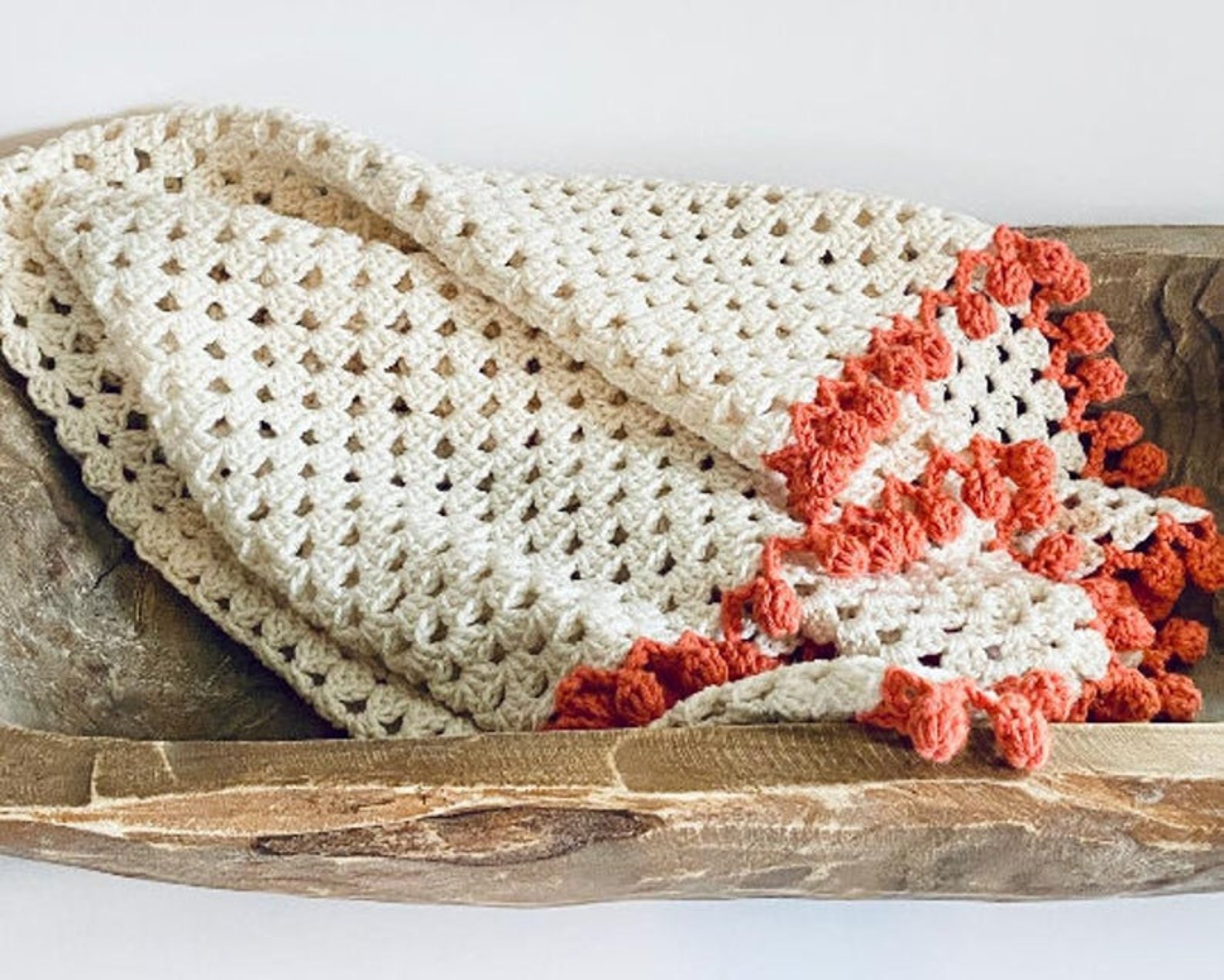 READY TO SHIP Orange Border Pom Pom Baby Blanket Charming Etsy