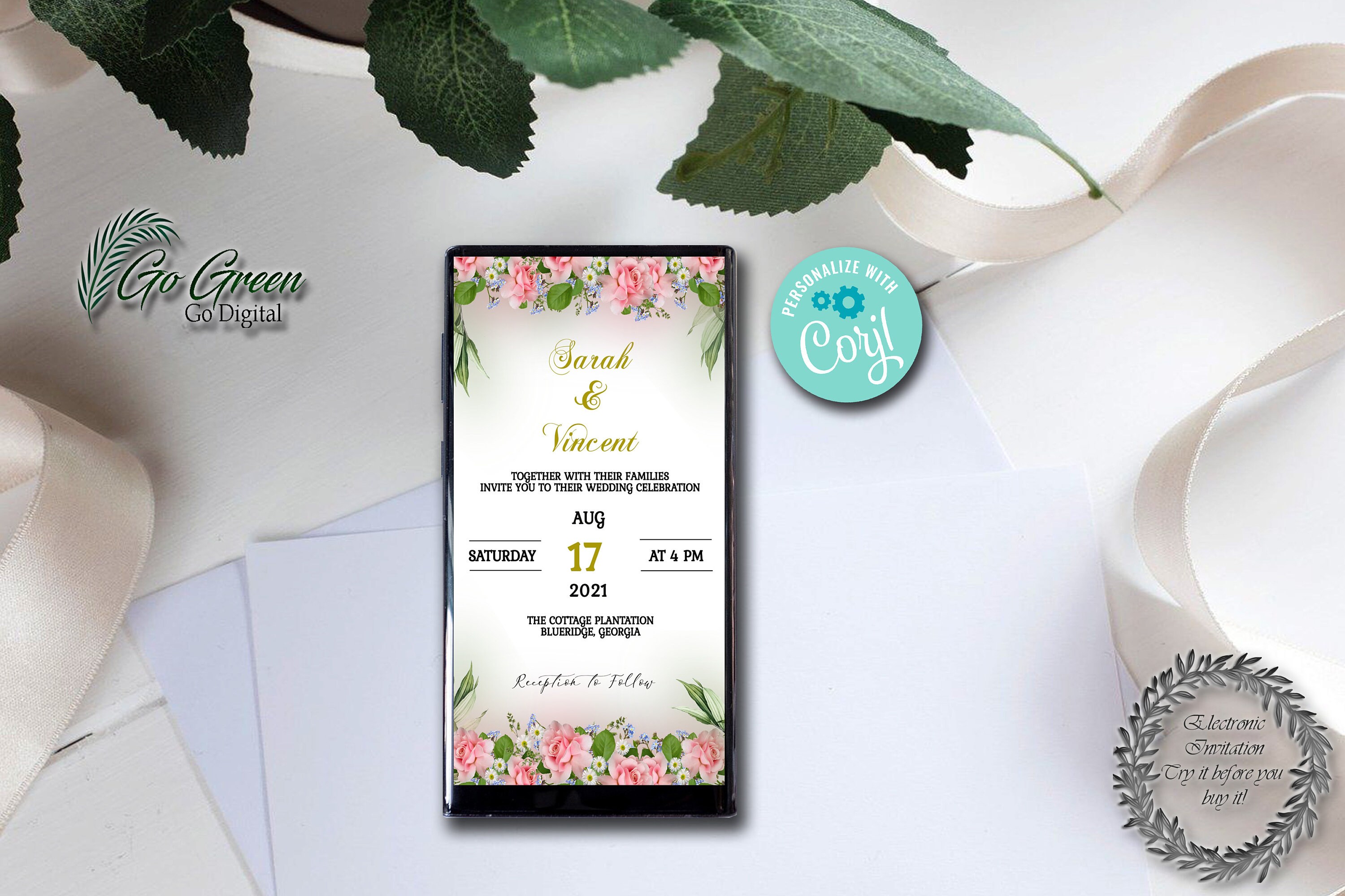 Electronic wedding invite for custom invitations instant edit - Etsy España