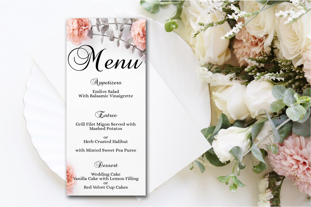 Menu Template for Wedding or Event - Etsy