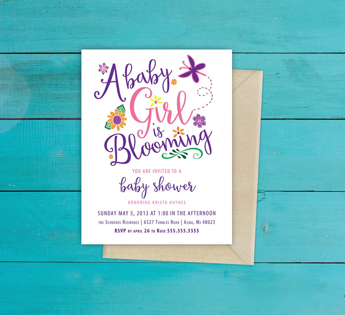 Baby Girl is Blooming Baby Shower Invite Self Edit Save Etsy