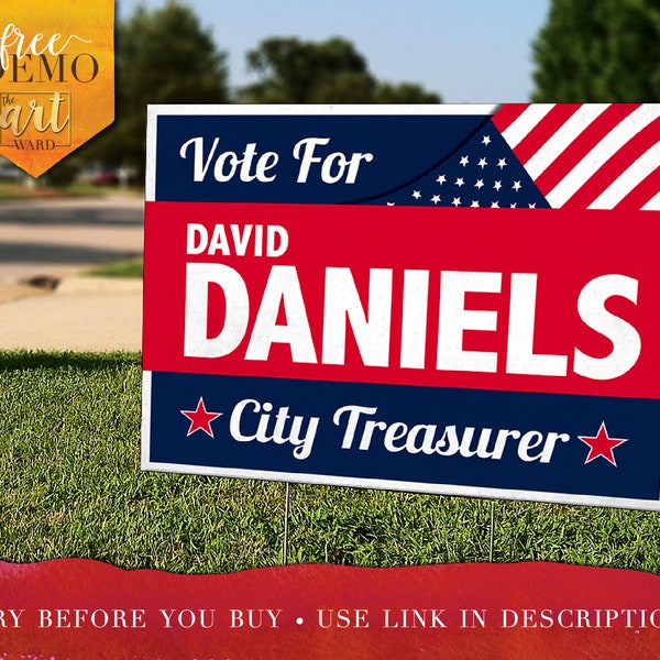 Campaign Yard Signs • Self Editable •  18" x 24" Double-Sided • Professionally Printed • Sets of 10 • Yard Stakes Included • FREE Shipping