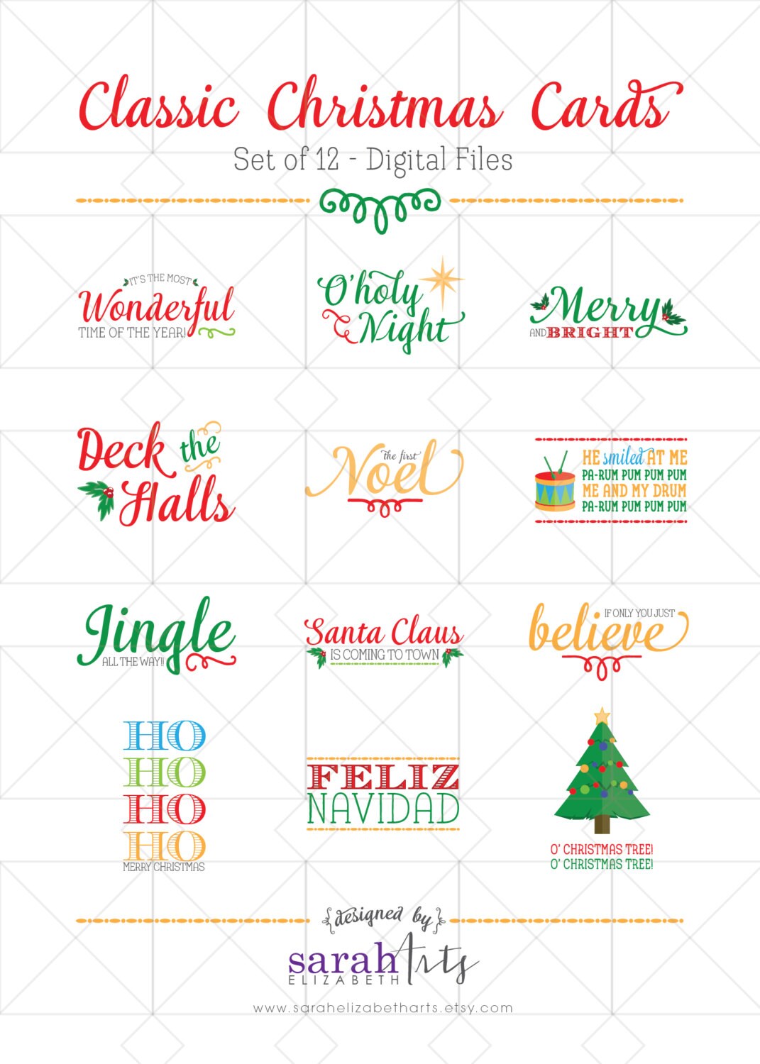 INSTANT DOWNLOAD DIY Printable Color 5x7 Classical Christmas - Etsy