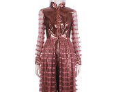 Vintage 1960s OSCAR de la RENTA Sequin Jumpsuit Metallic Copper Lamé Pantsuit Statement Piece Womens Size 2 XS 33 quot bust 24 quot waist 38 quot hips