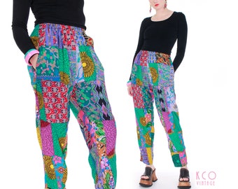 pink and purple patchwork pants