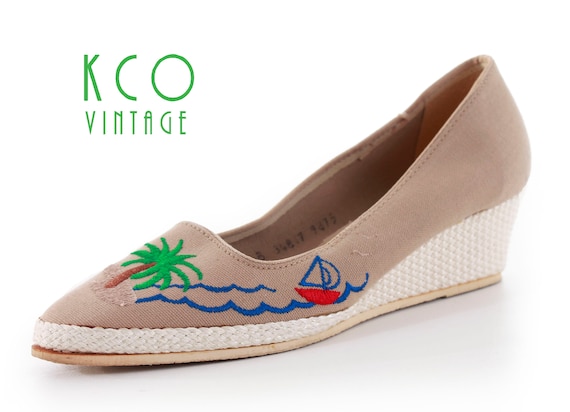 Sailboat Wedge Platform Shoes Women's Size 8