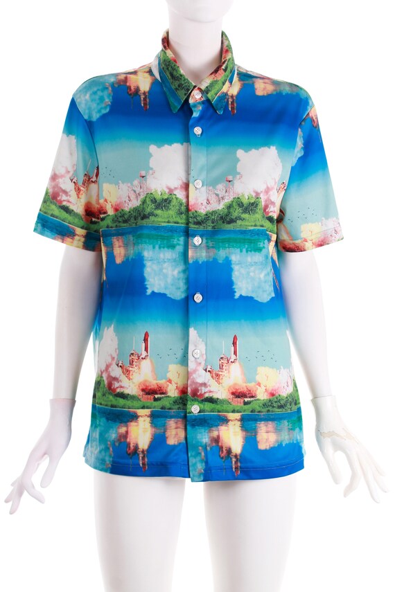 1990s Space Shuttle Rocket Launch Allover Print S… - image 3