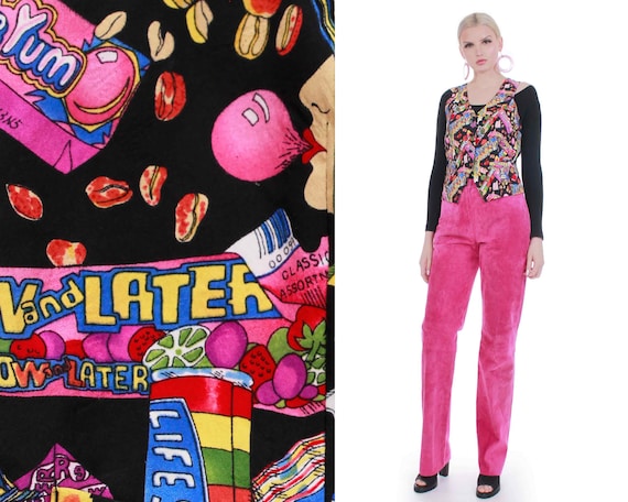 1994 Silk Candy Print Nicole Miller Vest Size S/M