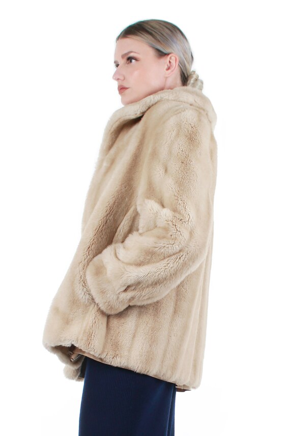 Vintage Dubrowsky Blonde Faux Fur Coat Size Mediu… - image 3