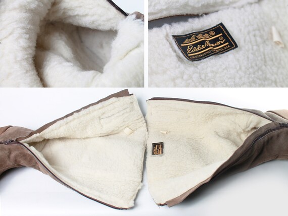 Vintage Eddie Bauer Suede Faux Fur Lined Wedge Pl… - image 7