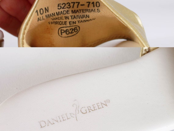 Vintage Daniel Green Gold Metallic House Slippers… - image 8